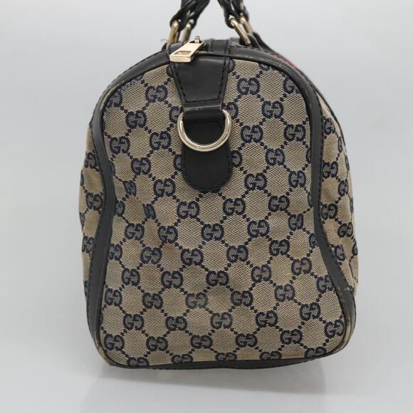 GUCCI GG Canvas Sherry Line Hand Bag Pvc Navy Gold - Picture 4 of 16